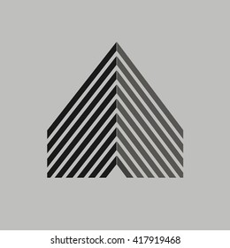 Triangle logo. House. Minimal geometry. Gray background. Stock vector.