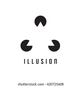 Triangle logo. Illusion. Minimal geometry. White background. Stock vector.