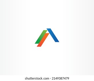 Triangle logo isolated on white background. Colorful Line art icon.