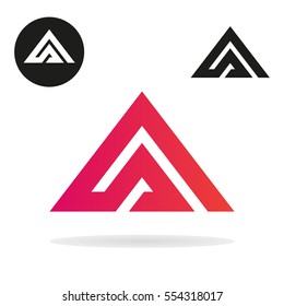 Triangle logo isolated on white background. Abstract letter A. Minimal logo design. Line art icon. Vector set