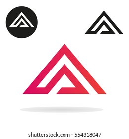Triangle logo isolated on white background. Abstract letter A. Minimal logo design. Line art icon. Vector set