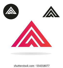 Triangle logo isolated on white background. Abstract letter A. Minimal logo design. Line art icon. Vector set