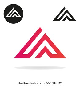 Triangle logo isolated on white background. Abstract letter A. Minimal logo design. Line art icon. Vector set