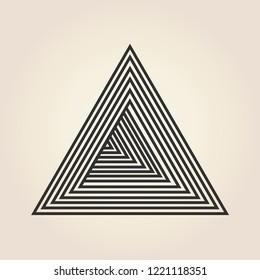 Triangle logo isometric, infinity sharp corner geometric shape illusion