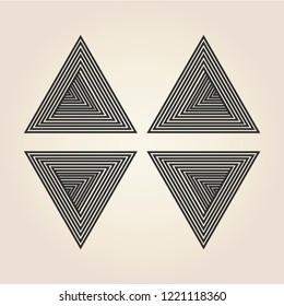 Triangle logo isometric, infinity sharp corner geometric shape illusion