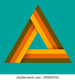 Triangle logo isometric, infinity sharp corner geometric shape illusion, hipster monogram converge overlapping line infinite icon, innovation tech delta emblem