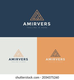 triangle logo letter A monogram design, unique line initial A.