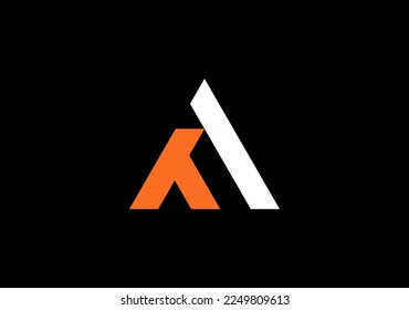 letra del logotipo de triángulo A T con símbolo de flecha y montaña