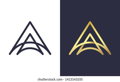 triangle logo, letter A with variations in gradient colors, abstract 