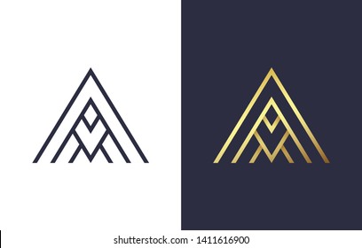 triangle logo, letter A with variations in various gradient colors, abstract and floral