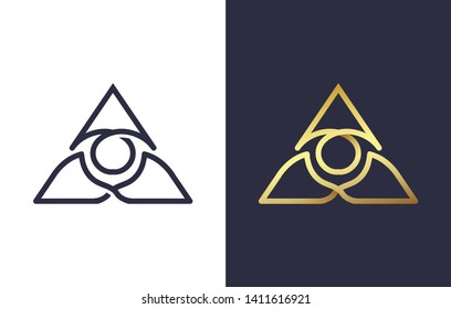 triangle logo, letter A with variations in various gradient colors, abstract and floral