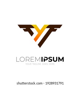 Triangle logo with letter Y design template, line simple icons