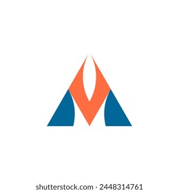 triangle logo letters m and v mv icon vector design