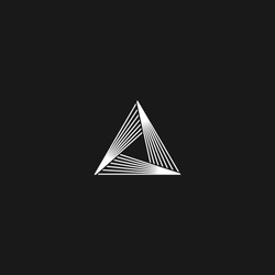 Triangle Logo Linear Infinity Geometric Pyramid Shape, Black And White Overlapping Thin Lines Hipster Monogram Minimal Style Infinite Icon