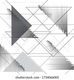 Triangle Logo with lines.  unusual background Design .Black Vector stripes .Geometric shape.