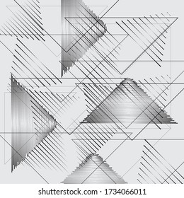 Triangle Logo with lines.  unusual background Design .Black Vector stripes .Geometric shape.