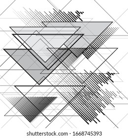 Triangle Logo with lines. unusual icon Design .Black Vector stripes .Geometric shape.