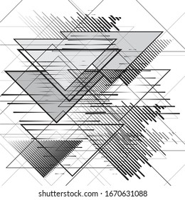 Triangle Logo mit Linien. ungewöhnliches Symbol Design .Schwarze Vektorillustration Streifen .Geometrische Form.