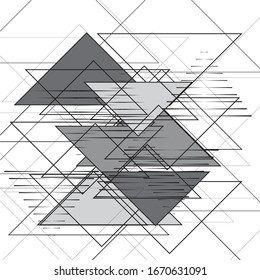 Triangle Logo with lines. unusual icon Design .Black Vector stripes .Geometric shape.