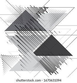Triangle Logo with lines. unusual icon Design .Black Vector stripes .Geometric shape.