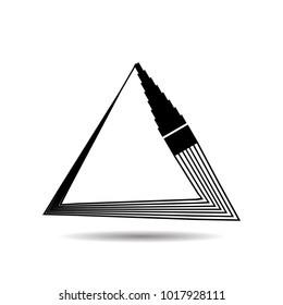 Triangle Logo with lines.Square unusual icon Design .frame with Vector stripes .Geometric shape.