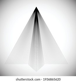 Triangle Logo with lines.Square unusual icon Design .Black Vector stripes .Geometric shape. paper airplane origami . 