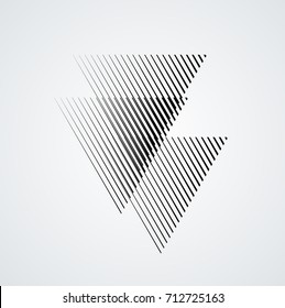 Triangle Logo with lines.Square unusual icon Design .Black Vector stripes .Geometric shape.