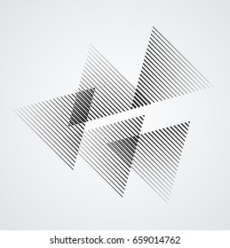 Triangle Logo with lines.Triangular unusual icon Design .Black Vector stripes .Geometric shape.