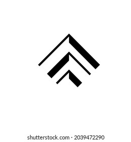 Logotipo de triángulo con líneas.Icono de diseño cuadrado inusual .Bandas vectoriales negras .Formas geométricas.