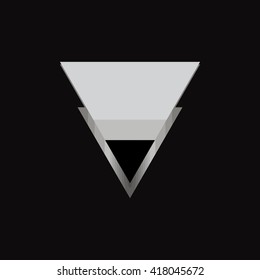 Triangle logo. Minimal geometry. Black background. Stock vector.