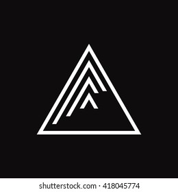 Triangle Logo. Minimal Geometry. Black Background. Stock Vector.