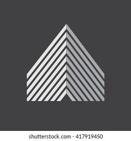 Triangle logo. Minimal geometry. Gray background. Stock vector.