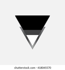 Triangle logo. Minimal geometry. Gray background. Stock vector.