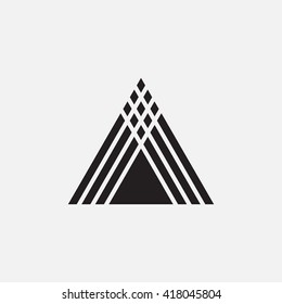 Triangle logo. Minimal geometry. Gray background. Stock vector.