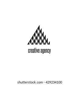 Triangle logo modern black and white geometric shape, tech brend business card emblem