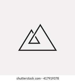 Triangle logo. Mount, Minimal geometry. Gray background. Stock vector.