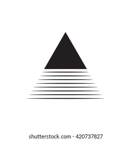 Triangle logo. Mountain shadow.. Minimal geometry. White background. Stock vector.