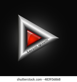 Triangle logo on black background,with red glossy triangle in the centre