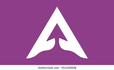 A as triangle logo on color background 