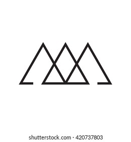 Triangle Logo. Past, Present, Future. Minimal Geometry. White Background. Stock Vector.