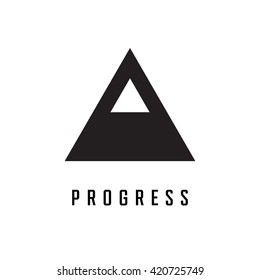 Triangle logo. Progress. Minimal geometry. White background. Stock vector.