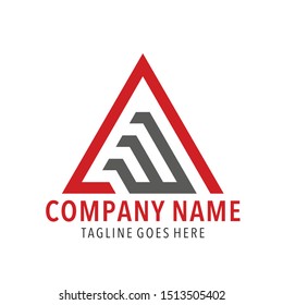Triangle logo with red and black color
