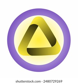 The triangle logo resembles a 3d letter A with red, blue and black gradations and shadows. Geometric shapes with color gradations. icon, logo, branding, company brand, play symbol on music player