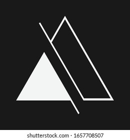 Triangle Logo. Sliced Vector. Double Icon. White