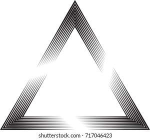 Triangle Logo with speed lines.Triangular unusual icon Design .frame with Vector stripes . circular arrows