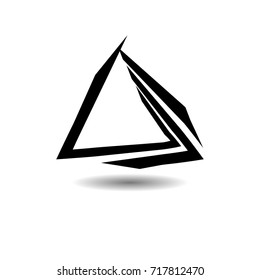 Triangle Logo with speed lines.Triangular unusual icon Design .frame with Vector stripes . circular arrows