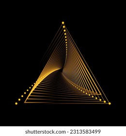 Triangle logo spiral perspective with rotation, fractal shape mystical portal, identity balance shape design template