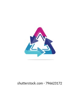 Triangle Logo Template with Arrow Colorful concept