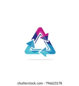 Triangle Logo Template with Arrow Colorful concept
