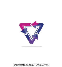 Triangle Logo Template with Arrow Colorful concept
